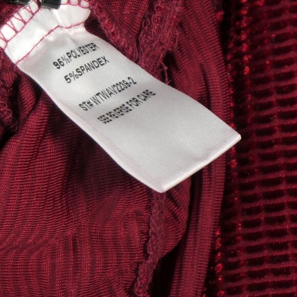 NEW Lost Wander Sweater Women XL Red Stretch Velvet Velour Textured Mock Top - Picture 8 of 9